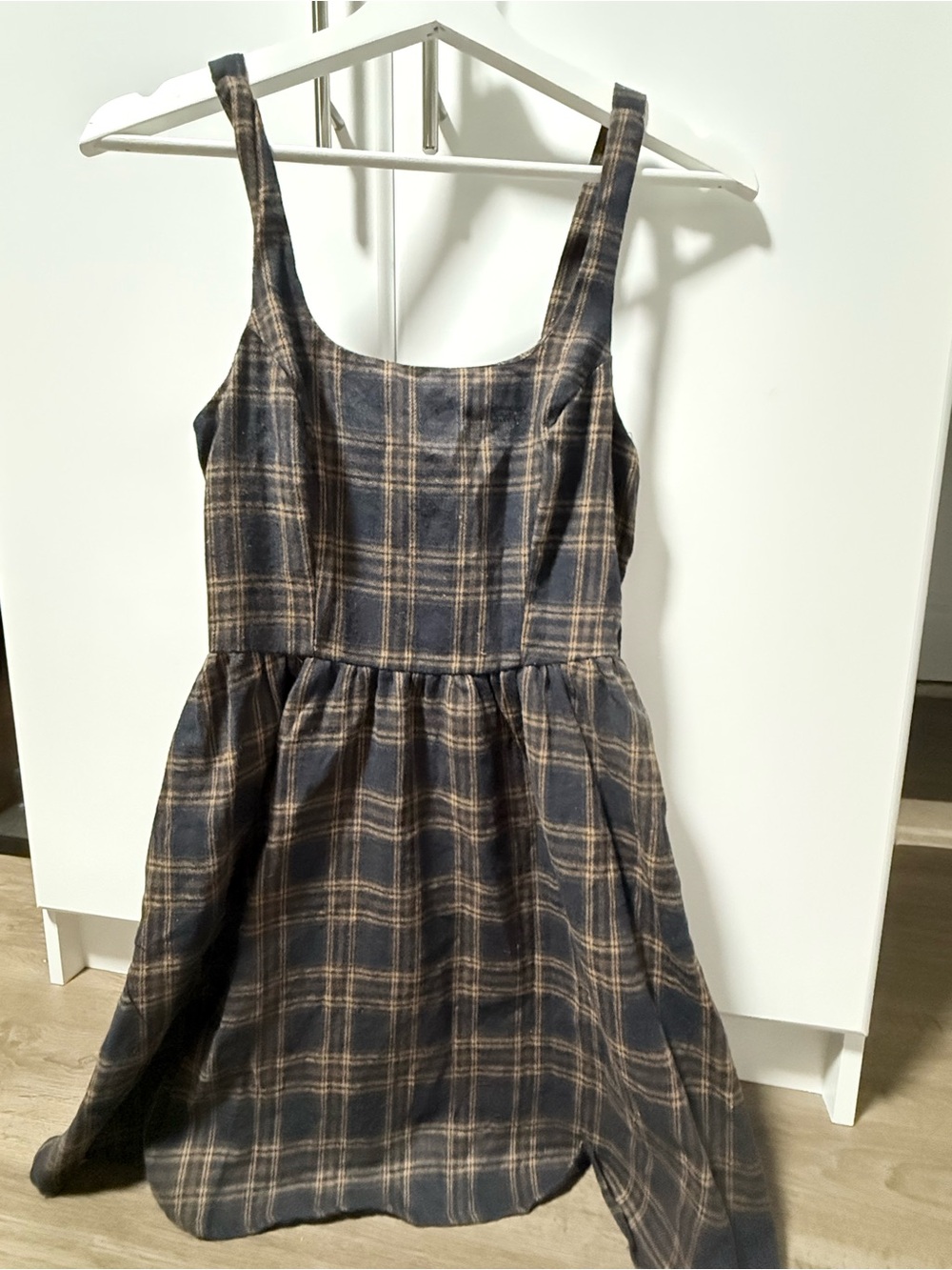 Girls Navy and Brown Plaid Cotton Sundress